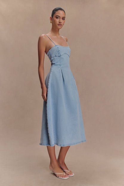 Harlyn Robe Midi en Jean - Bleu Clair