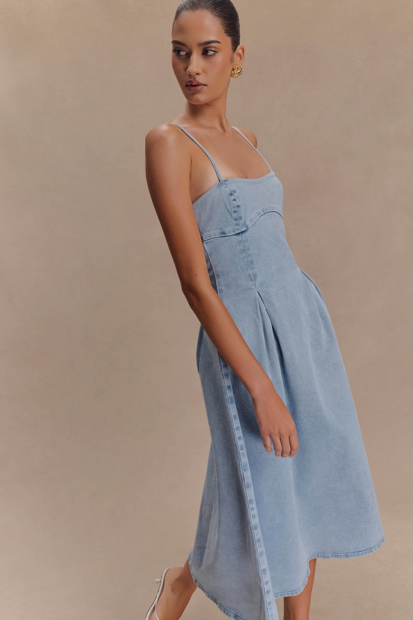 Harlyn Robe Midi en Jean - Bleu Clair