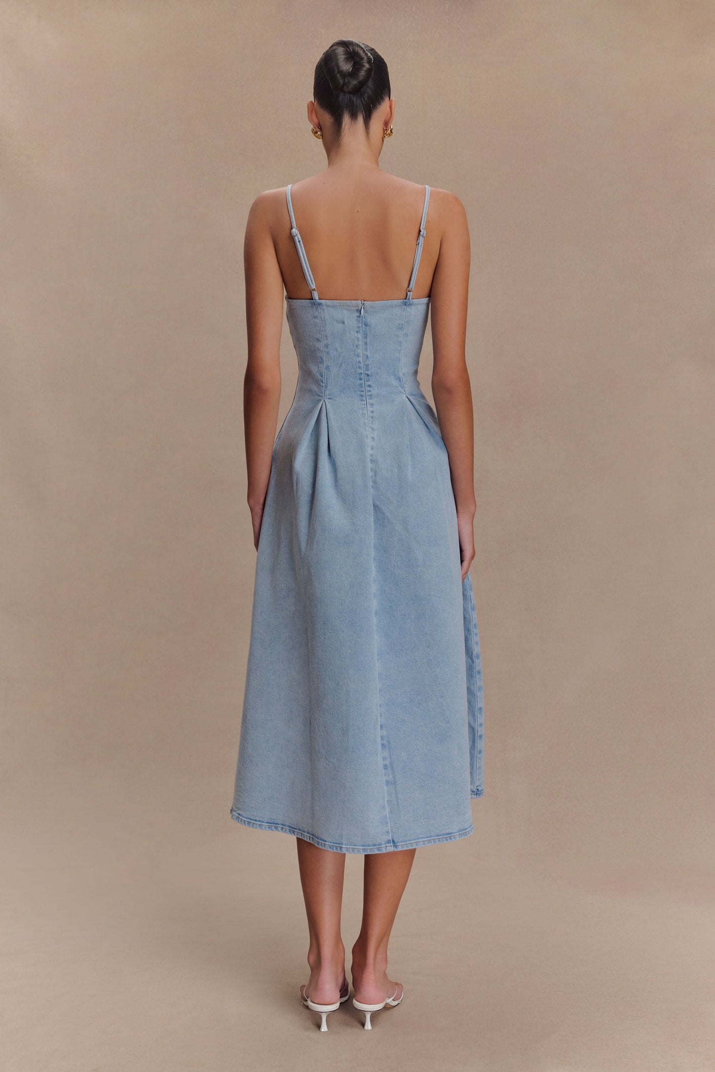 Harlyn Robe Midi en Jean - Bleu Clair