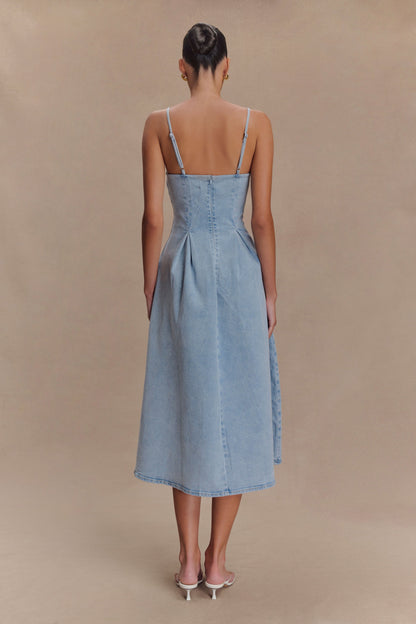 Harlyn Robe Midi en Jean - Bleu Clair