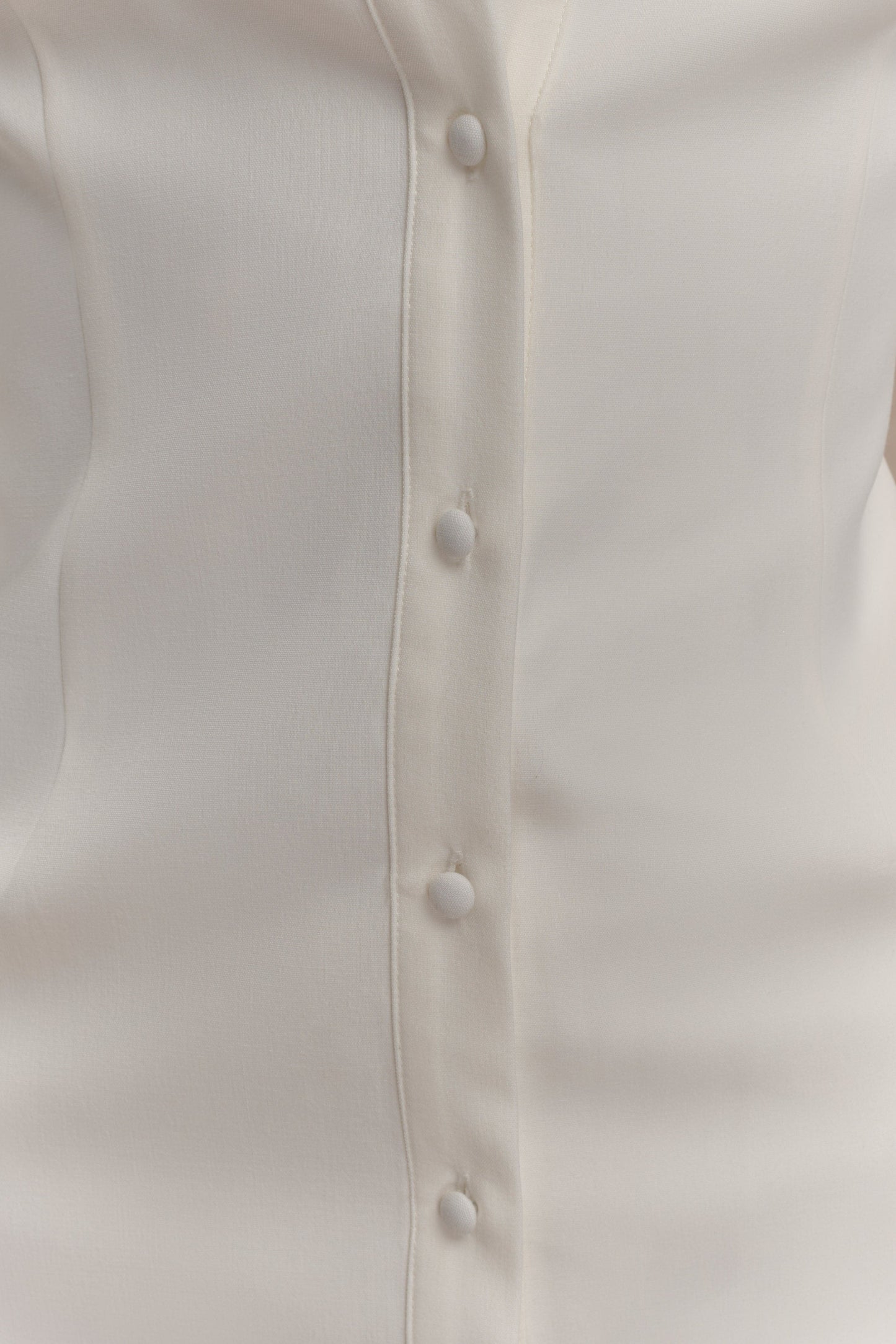 Robe midi Dorian à manches courtes et taille ajustée - Blanc