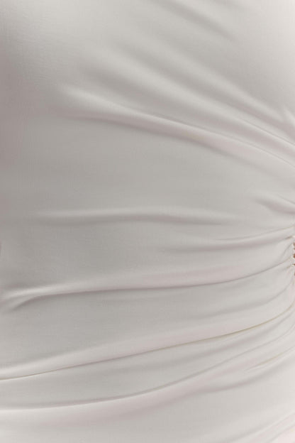 Robe midi asymétrique en jersey pêche de Chloe - Ivoire