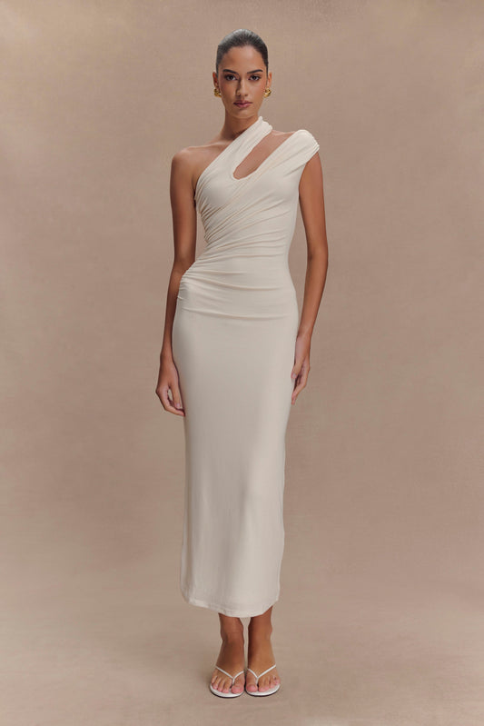 Robe midi en modal à une épaule Anastasia - Ivoire