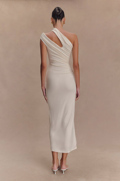 Robe midi en modal à une épaule Anastasia - Ivoire
