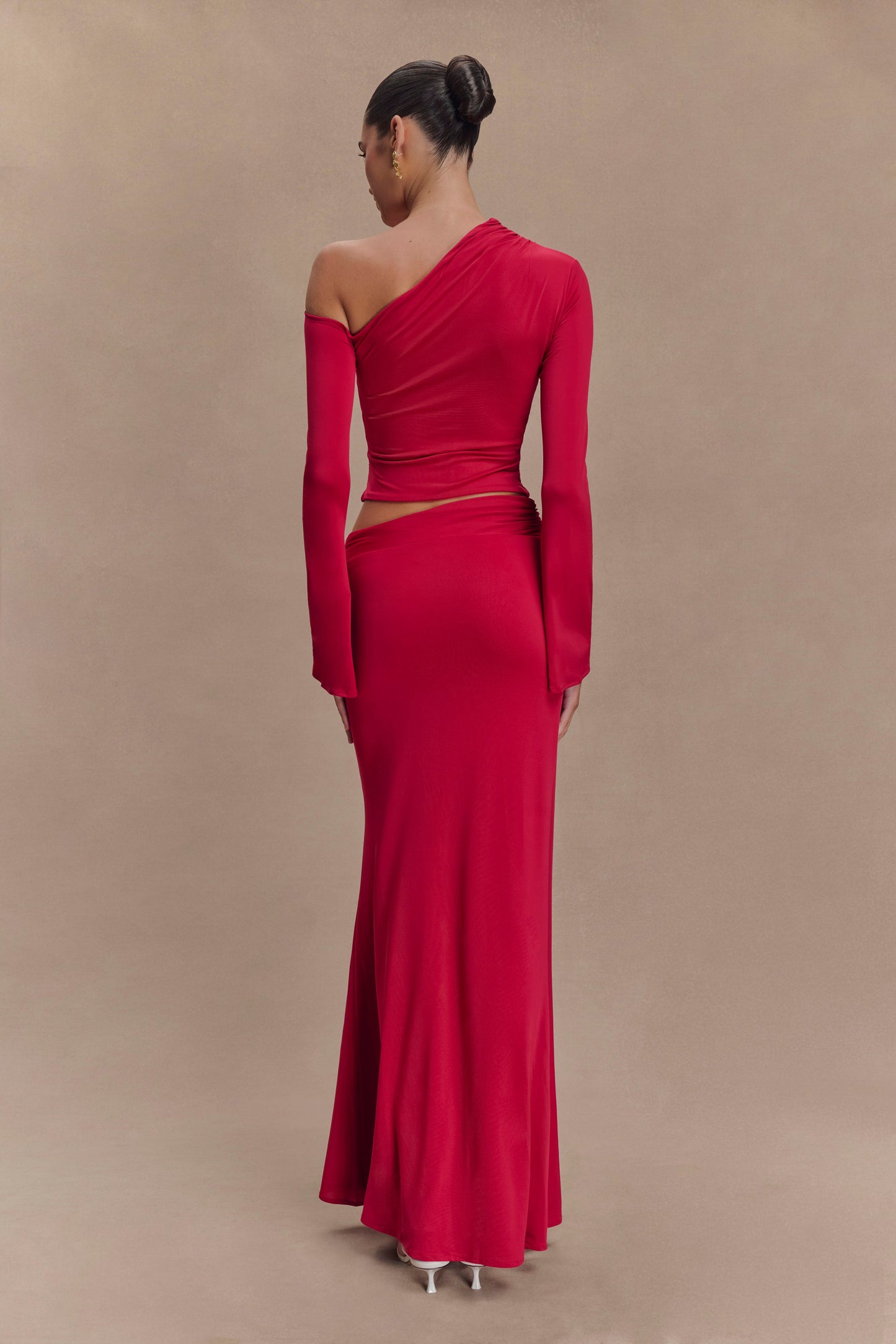 Jupe Maxi Asymétrique Ainsley avec Frotterie Florale - Rose Fushia