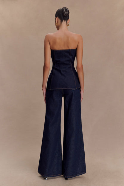 Jean flare à jambes larges Jen - Bleu indigo