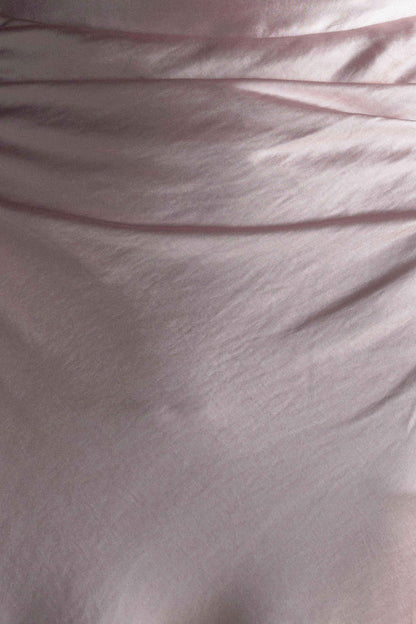 Robe longue satinée sans bretelles Cedar - Rose clair