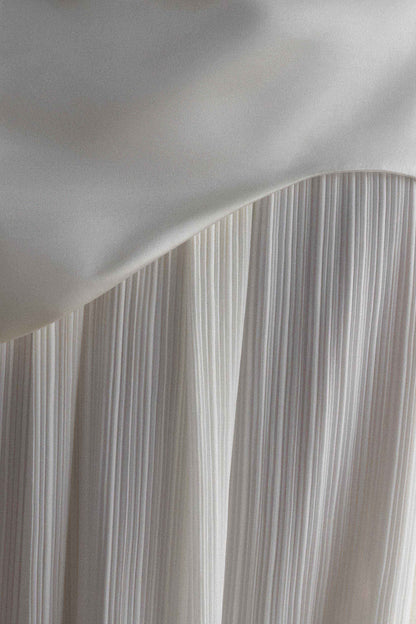 Juno Robe Maxi Plissée Sans Bretelles - Blanc