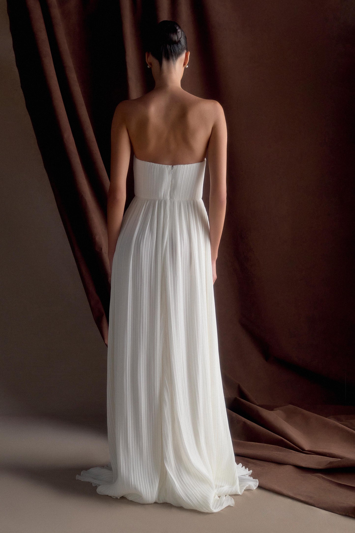 Juno Robe Maxi Plissée Sans Bretelles - Blanc