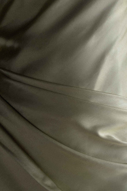 Jasmine Robe Maxi Satin Sans Bretelles - SAGE