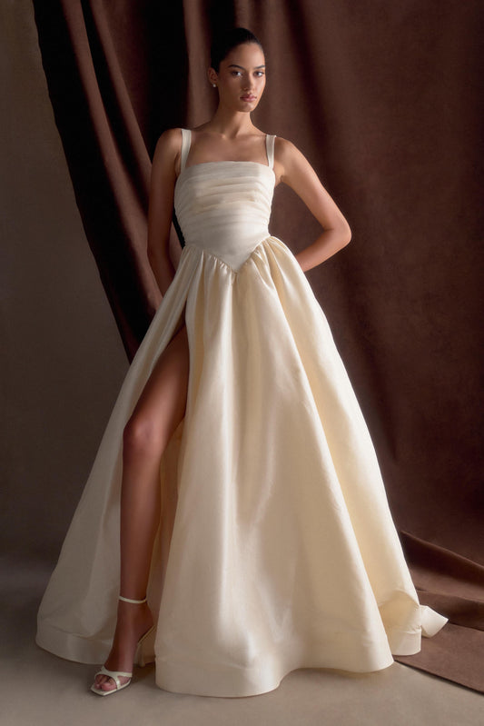 Robe Carla à volants - Ivoire crème