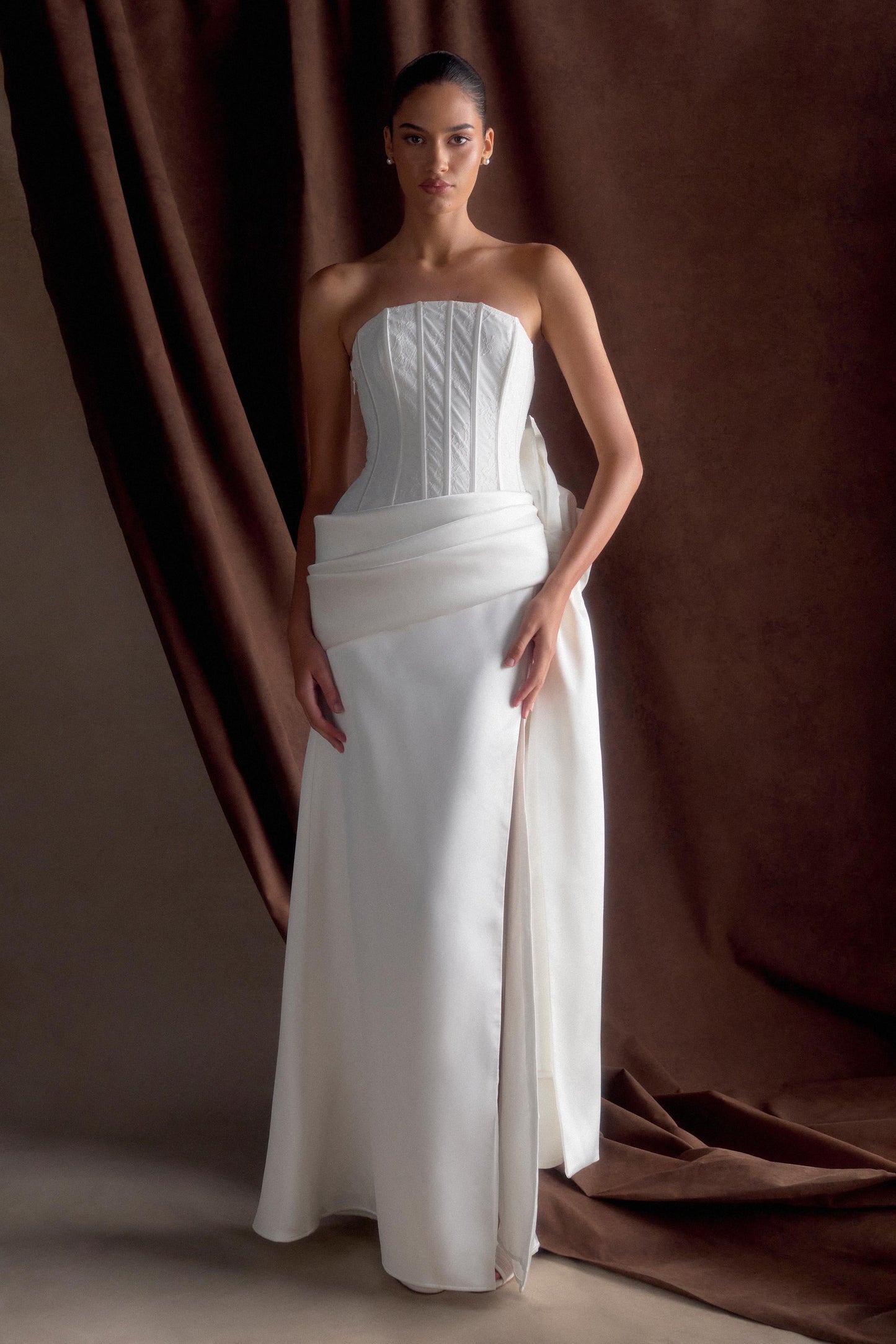 Galia Robe Corset en Satin - Blanc