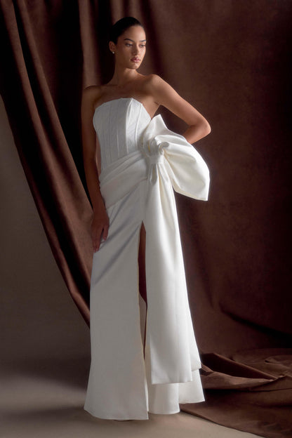 Galia Robe Corset en Satin - Blanc
