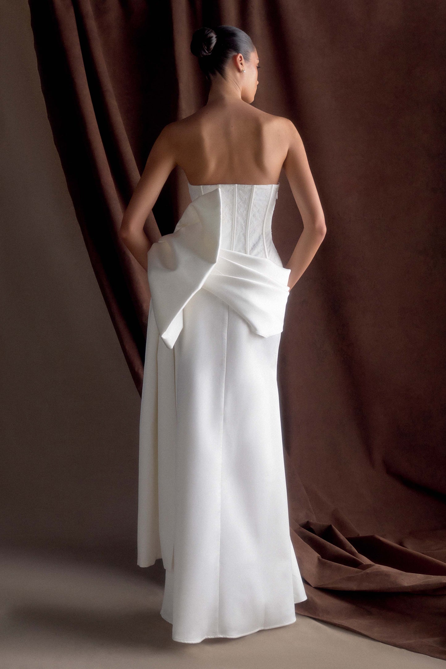 Galia Robe Corset en Satin - Blanc