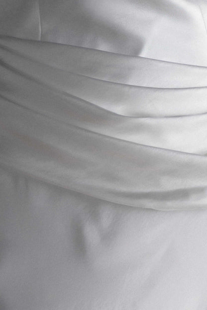 Jasmine Robe Maxi Satin Sans Bretelles - Blanche