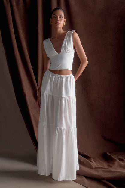 Jupe Maxi en Coton Jacinda - Blanche