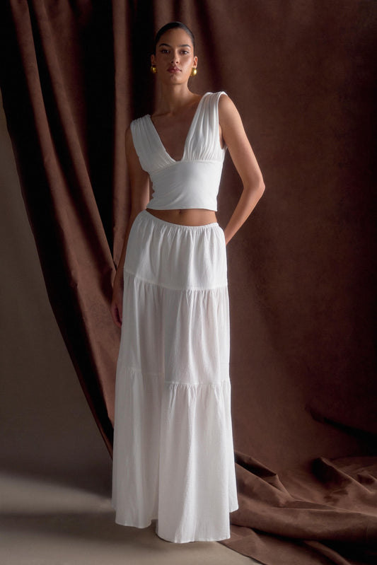 Jupe Maxi en Coton Jacinda - Blanche