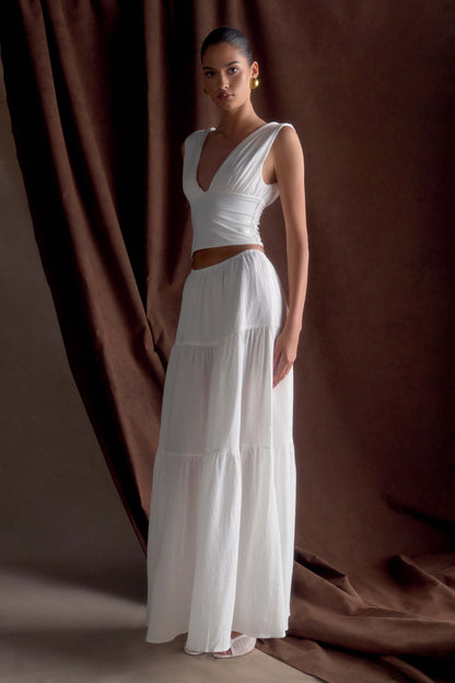 Jupe Maxi en Coton Jacinda - Blanche