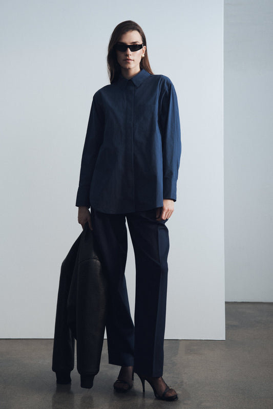 Chemise oversize en coton Campbell - Bleu marine