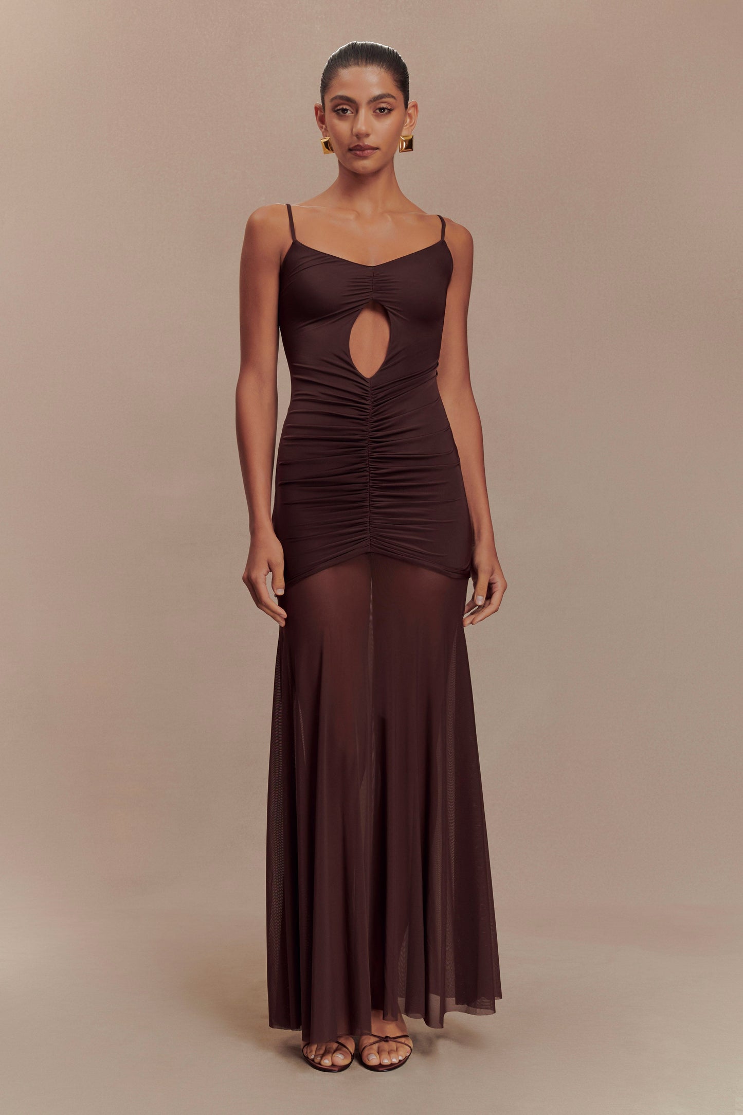 Robe Maxi Slinky et en Maille Delaney - Chocolat