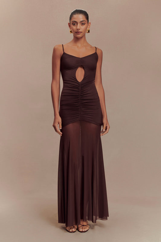Robe Maxi Slinky et en Maille Delaney - Chocolat