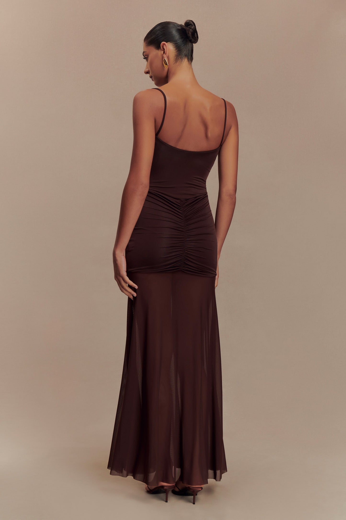 Robe Maxi Slinky et en Maille Delaney - Chocolat