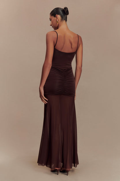 Robe Maxi Slinky et en Maille Delaney - Chocolat