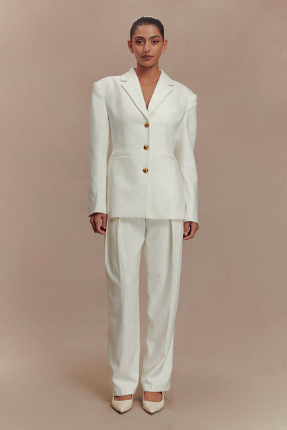Pantalon à taille haute et plis Penelope - Ivoire