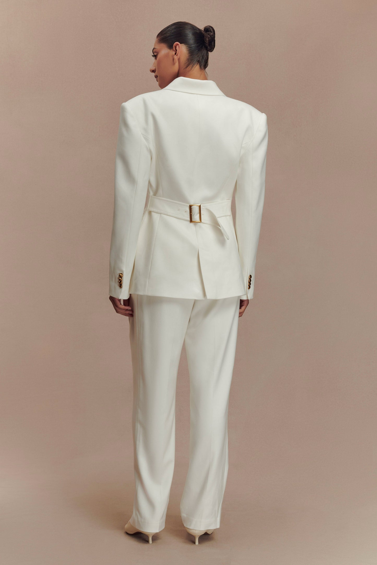 Pantalon à taille haute et plis Penelope - Ivoire