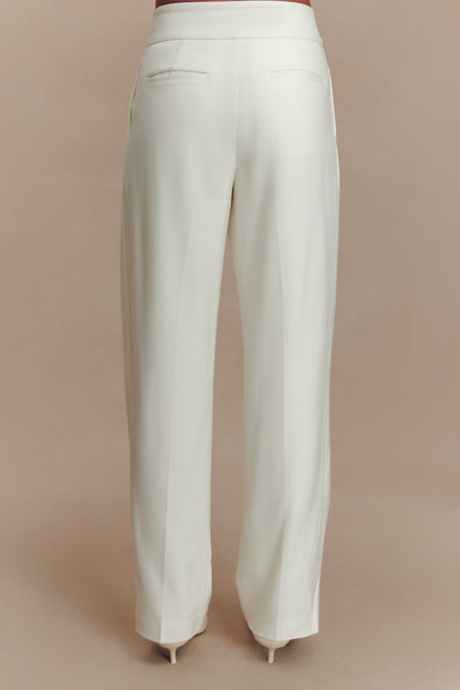 Pantalon à taille haute et plis Penelope - Ivoire