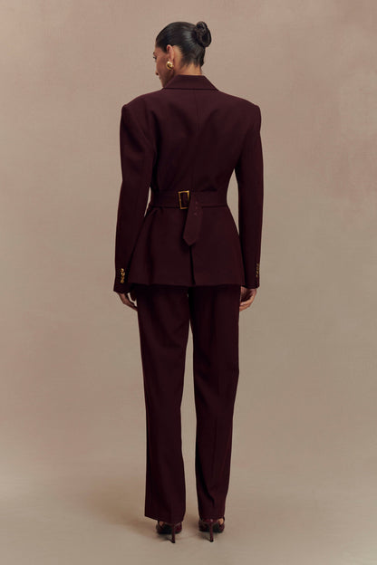 Pantalon à taille haute et plis Penelope - Brun-rouge