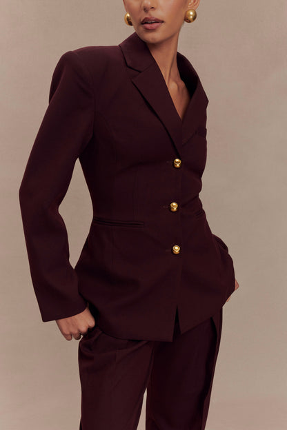 Blazer à taille ajustée Bellamy - Brun-rouge