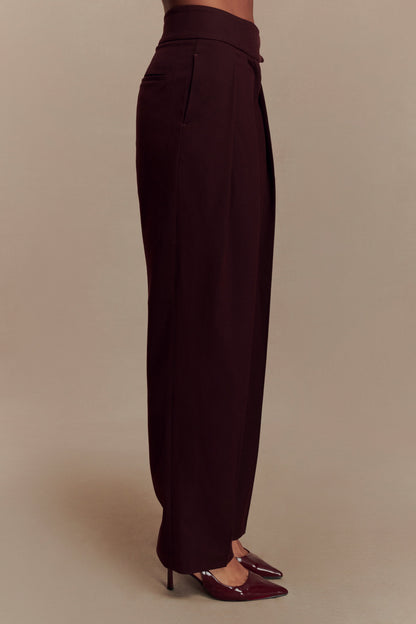 Pantalon à taille haute et plis Penelope - Brun-rouge