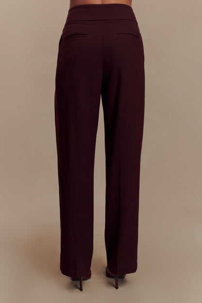 Pantalon à taille haute et plis Penelope - Brun-rouge