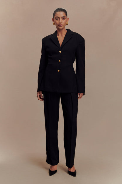 Pantalon à taille haute et plis Penelope - Noir