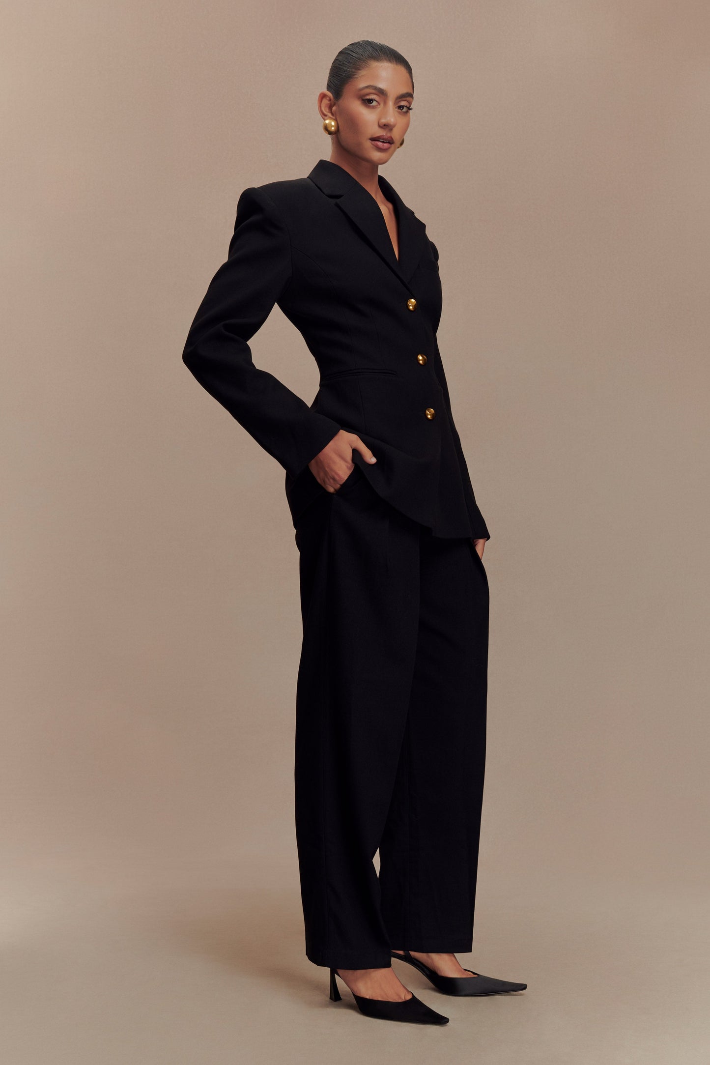 Pantalon à taille haute et plis Penelope - Noir