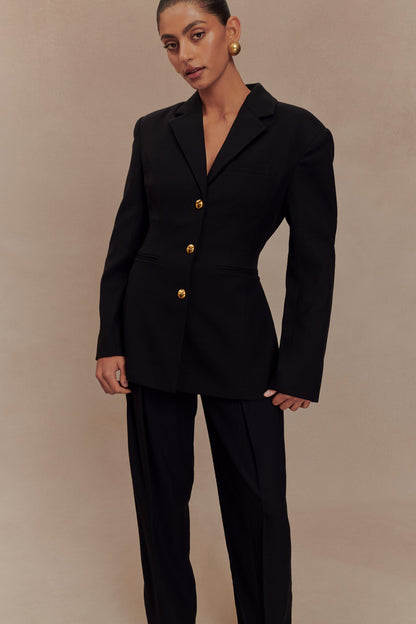 Pantalon à taille haute et plis Penelope - Noir