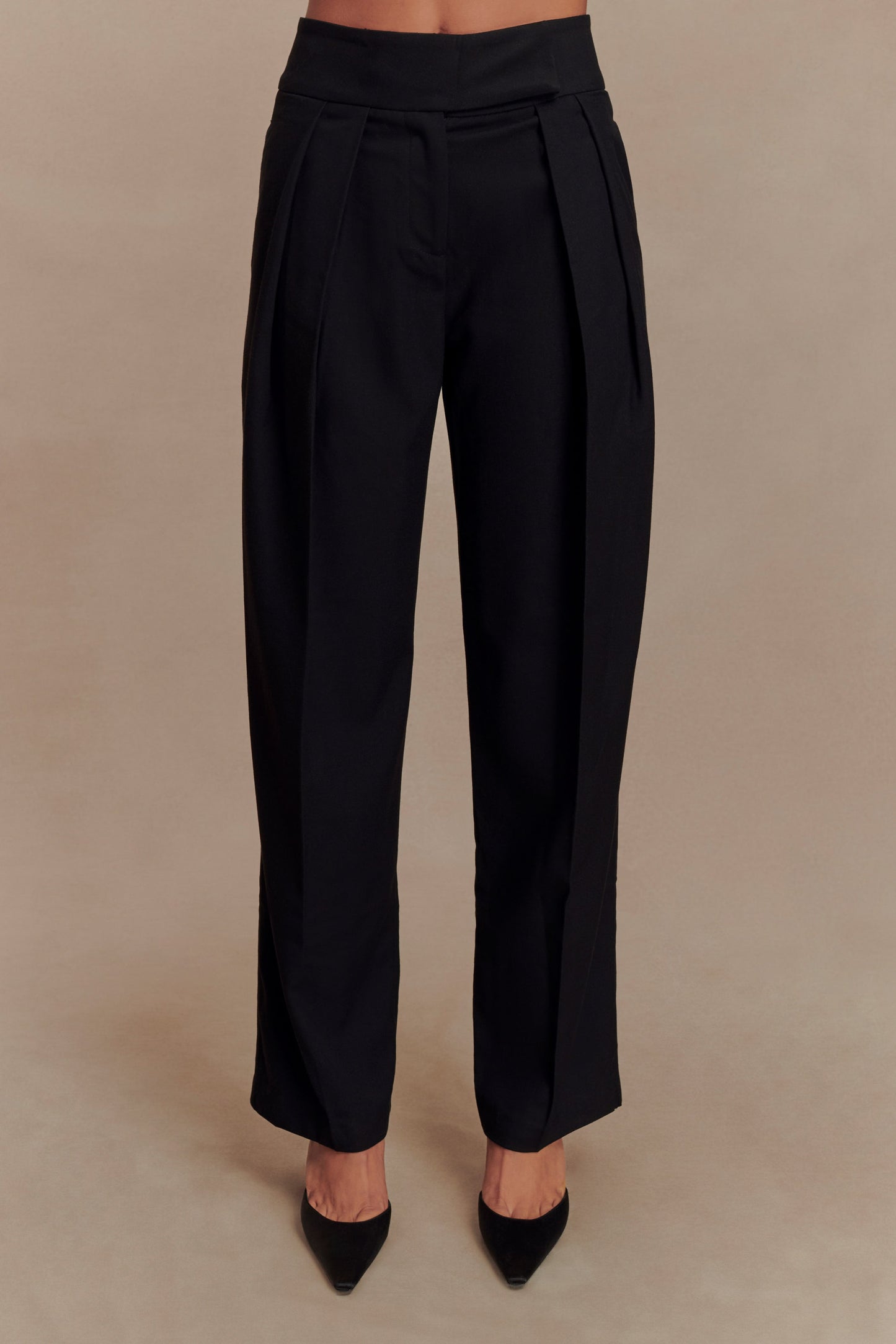 Pantalon à taille haute et plis Penelope - Noir