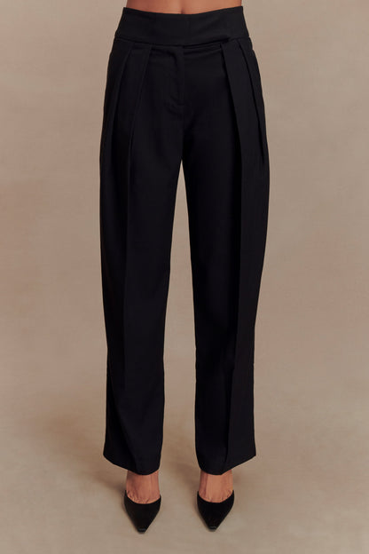 Pantalon à taille haute et plis Penelope - Noir