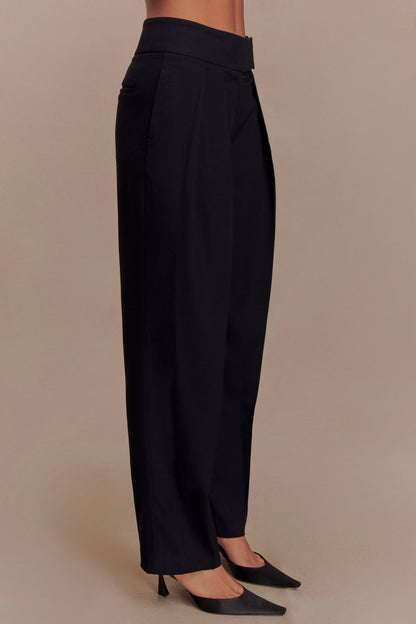 Pantalon à taille haute et plis Penelope - Noir