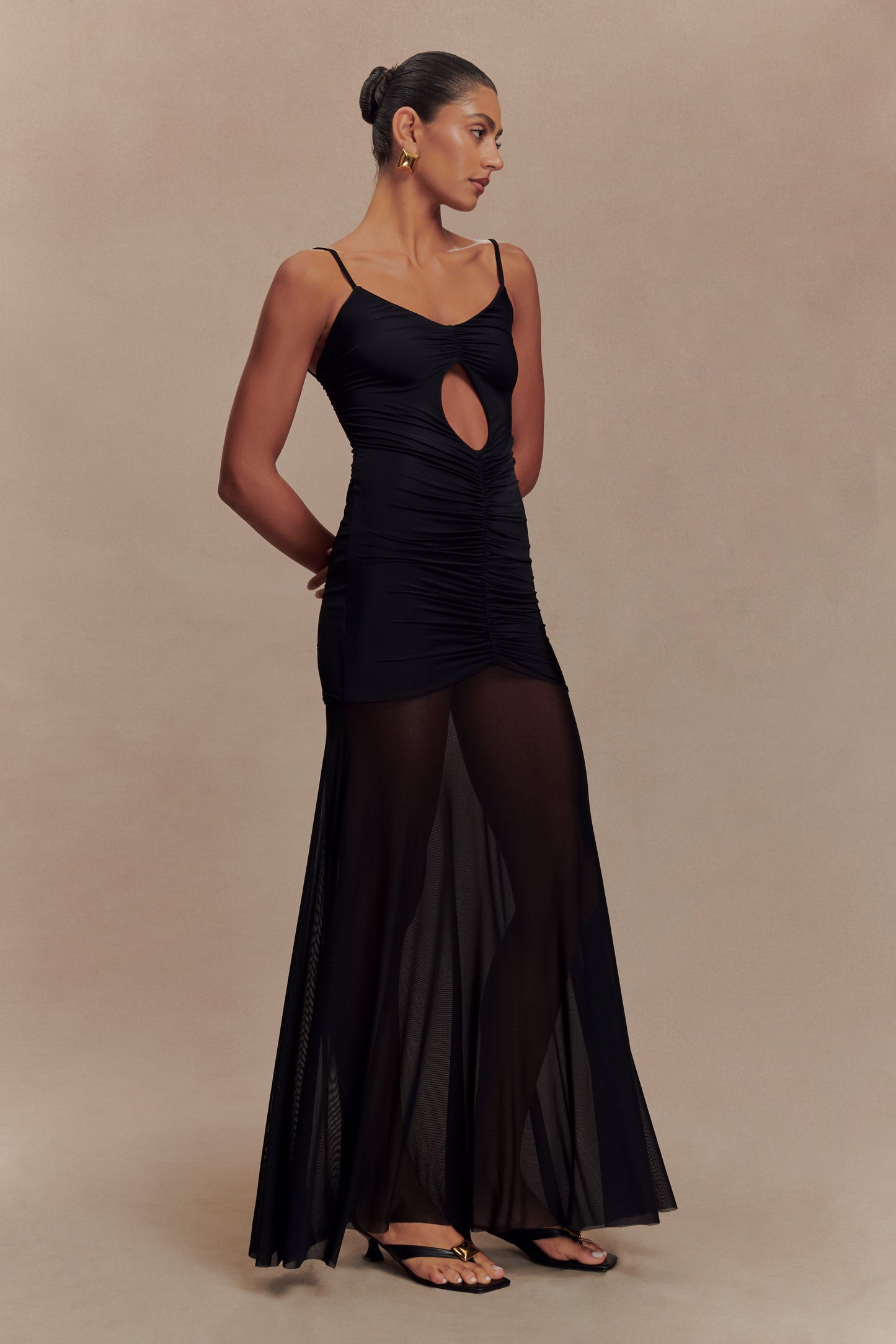 Robe Maxi Étroite et en Maille Delaney - Noir