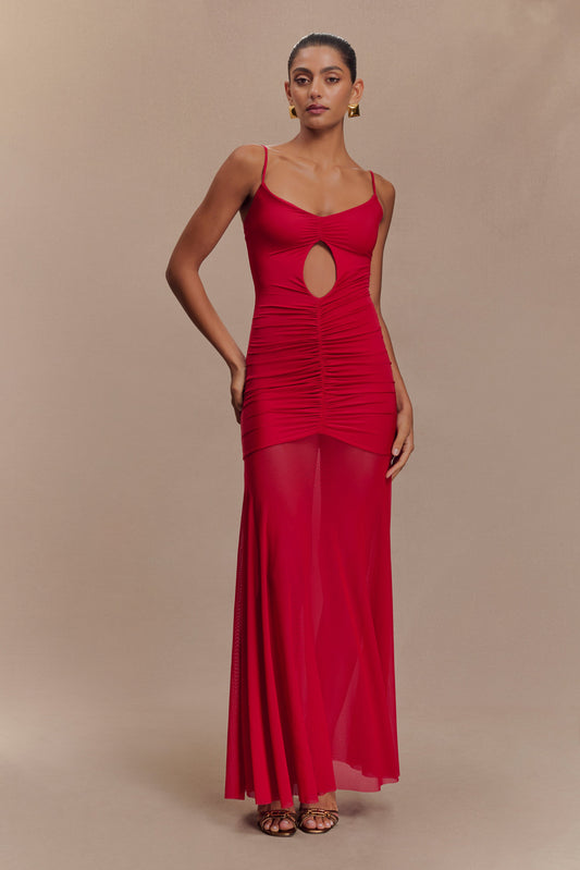 Robe Maxi Étroite et en Maille Delaney - Rouge