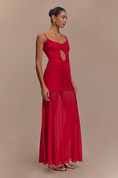 Robe Maxi Étroite et en Maille Delaney - Rouge