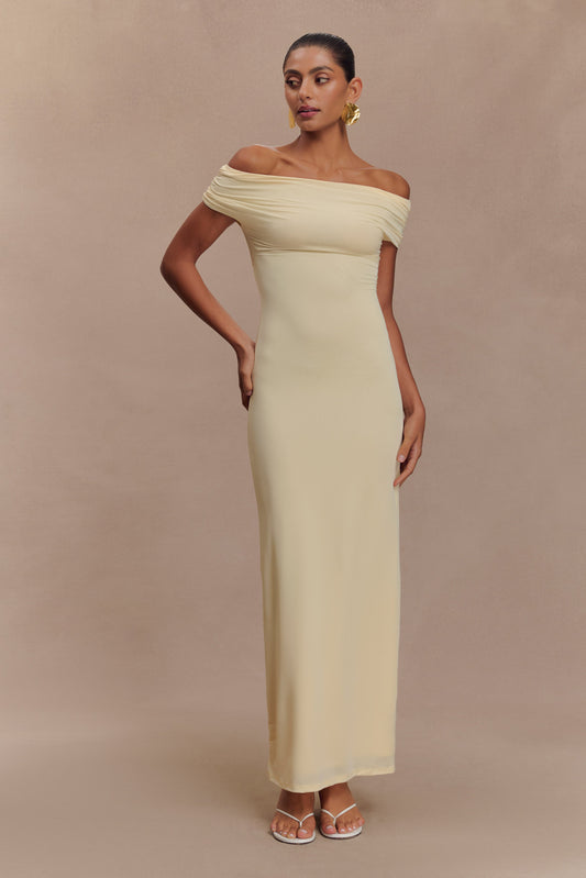 Imogen Robe Maxi Épaules Découvertes et Étroite - Citron