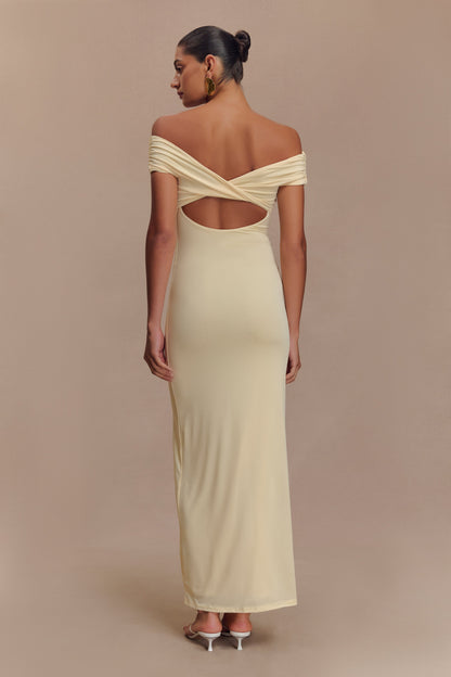 Imogen Robe Maxi Épaules Découvertes et Étroite - Citron