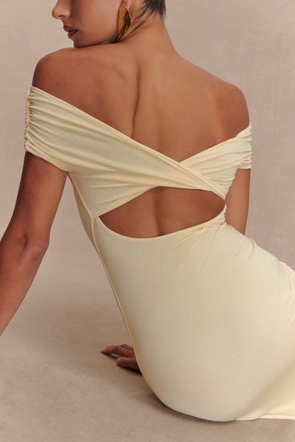 Imogen Robe Maxi Épaules Découvertes et Étroite - Citron