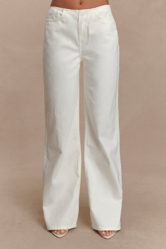 Jeans en jean taille mi-haute Caitlin - Blanc