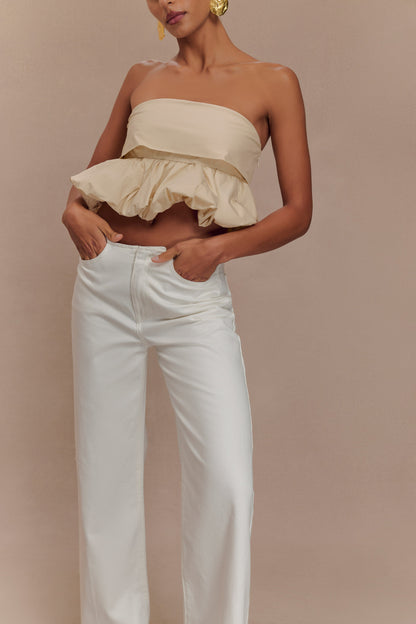 Jeans en jean taille mi-haute Caitlin - Blanc