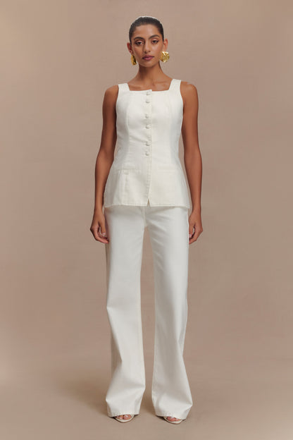 Jeans en jean taille mi-haute Caitlin - Blanc