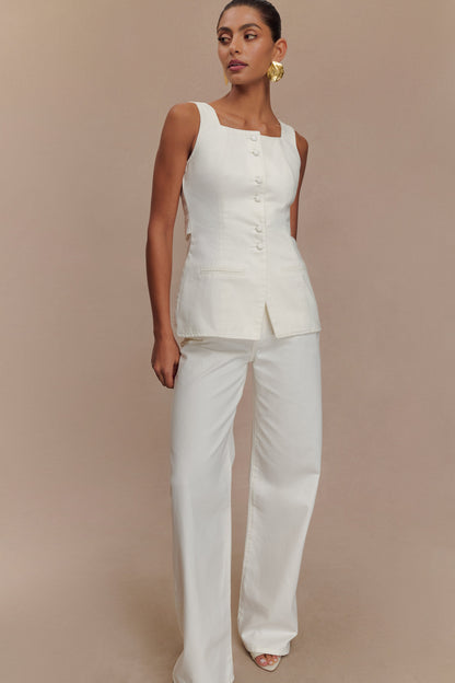 Jeans en jean taille mi-haute Caitlin - Blanc